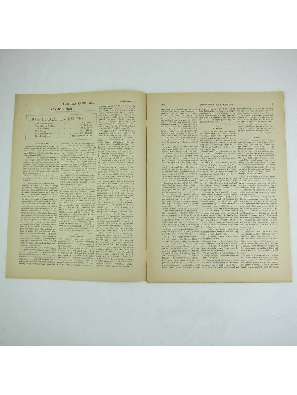 Brethren Evangelist Christian Newspaper Ashland Ohio Antique November 12th 1902